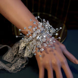 Handmade Crystal Floral Bridal Bracelet – Sparkling Statement Wrist Accessory - Venuston