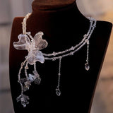 Handmade Crystal Floral Bridal Necklace – Elegant Beaded Statement Jewelry