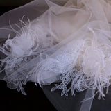 Handmade Floral Lace Wedding Veil with Feather Accents – Romantic Elegance for Your Special Day - Venuston