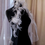 Handmade Floral Lace Wedding Veil with Feather Accents – Romantic Elegance for Your Special Day - Venuston