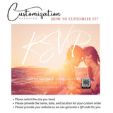 Custom Wedding RSVP Photo Magnet with Personalized Photo, QR Code for Website, Wedding Details, Event Date, Location & Time for Guests