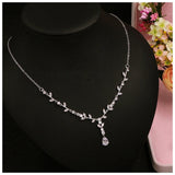 Jewelry Set for Women, Necklace Dangle Earrings Set, Cubic Zircon Jewelry Set with White AAA Cubic Zirconia, Wedding Party Jewelry - Venuston