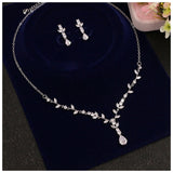 Jewelry Set for Women, Necklace Dangle Earrings Set, Cubic Zircon Jewelry Set with White AAA Cubic Zirconia, Wedding Party Jewelry - Venuston