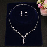 Jewelry Set for Women, Necklace Dangle Earrings Set, Cubic Zircon Jewelry Set with White AAA Cubic Zirconia, Wedding Party Jewelry - Venuston