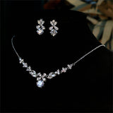 Jewelry Set for Women, Necklace Dangle Earrings Set, Cubic Zircon Jewelry Set with White AAA Cubic Zirconia,Wedding Party Jewelry - Venuston