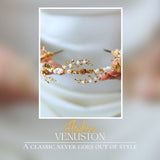 Pearl Leaf Crown - Elegant Gold Bridal Tiara, Handmade with Pearls & Zircon, Ideal for Weddings, Birthdays /Holidays - Venuston