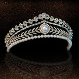 Pearl Wedding Tiara for Bride, Anastasia Queen Crown, Rhinestone Hair Accessories - Venuston