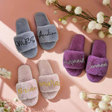 Personalized Bridesmaid Fur Slippers - Bridal Shower, Maid of Honor, Bachelorette Party, Christmas Gifts, Bride and Wedding Slipper - Venuston