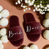 Personalized Bridesmaid Fur Slippers - Bridal Shower, Maid of Honor, Bachelorette Party, Christmas Gifts, Bride and Wedding Slipper - Venuston
