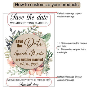 Personalized Wedding invitation, Rustic Wood Save the Date Magnets /Floral wedding announcement/Unique Save The Date Card - Venuston