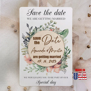 Personalized Wedding invitation, Rustic Wood Save the Date Magnets /Floral wedding announcement/Unique Save The Date Card - Venuston