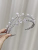 Dual Layer Beautiful Pearl Tiara Flash Diamond Vintage Elegant Bridal Crown Hair Tiara Birthday New Year Christmas