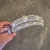 Tiaras and Crowns for Women, Pearl Silver Wedding Tiara for Bride, Anastasia Queen Crown, Rhinestone Hair Accessories for Birthday/Party