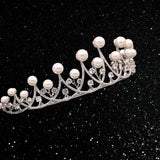 Princess Crystal Tiara Crown Pearl Tiara Crown, Elegant Tiara Crystal Hair Crown, Queen Bridal Wedding Crown - Venuston