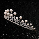 Princess Crystal Tiara Crown Pearl Tiara Crown, Elegant Tiara Crystal Hair Crown, Queen Bridal Wedding Crown - Venuston