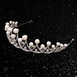 Princess Crystal Tiara Crown Pearl Tiara Crown, Elegant Tiara Crystal Hair Crown, Queen Bridal Wedding Crown - Venuston