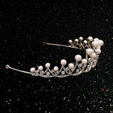 Princess Crystal Tiara Crown Pearl Tiara Crown, Elegant Tiara Crystal Hair Crown, Queen Bridal Wedding Crown - Venuston
