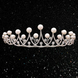 Princess Crystal Tiara Crown Pearl Tiara Crown, Elegant Tiara Crystal Hair Crown, Queen Bridal Wedding Crown - Venuston