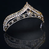 Princess Tiara for Women Silver Pearl Rhinestone Wedding Crown for Bride Costume Accessories - Venuston