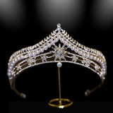 Princess Tiara for Women Silver Pearl Rhinestone Wedding Crown for Bride Costume Accessories