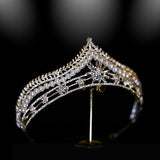 Princess Tiara for Women Silver Pearl Rhinestone Wedding Crown for Bride Costume Accessories - Venuston