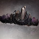 Purple Amethyst Moon Crystal Crown Headband Primitive Quartz Tiara Witch Bridal Tiara for Cosplay Photography - Venuston