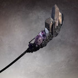 Purple Amethyst Moon Crystal Crown Headband Primitive Quartz Tiara Witch Bridal Tiara for Cosplay Photography - Venuston