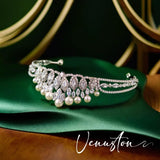 Queen Crown - Royal Wedding Headpiece adorned with Pearls - Ideal Bridal Accessory & Gift for Mom - Venuston
