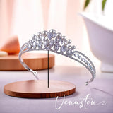 Queen Crown - Royal Wedding Headpiece adorned with Pearls - Ideal Bridal Accessory & Gift for Mom - Venuston