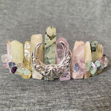 Raw Crystal Quartz Crown Headband - Hollow Moon Natural Gravel Accessories Handmade Tiara Natural Stone Headband for Parties - Venuston