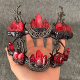 Red Quartz Moon Crystal Crown, Natural Quartz Branches Crown Bride Goddess Tiara Ladies Girl Wizard Cosplay Wedding Party - Venuston