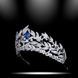 Sapphire Queen Crown and Tiaras Sparkly Rhinestone Wedding Crown Bride Tiaras Royal Princess - Venuston