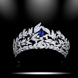 Sapphire Queen Crown and Tiaras Sparkly Rhinestone Wedding Crown Bride Tiaras Royal Princess - Venuston