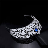 Sapphire Queen Crown and Tiaras Sparkly Rhinestone Wedding Crown Bride Tiaras Royal Princess - Venuston