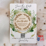 Save the Date, Custom Wedding Invitation with Laser Engraved, Watercolor Save the Date card/Calendar - Rustic Save the Sate Magnet - Venuston