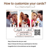 Save The Date Magnet Photo Collage | Save The Date Card With Photos | Photo Magnet+Free Envelope | Wedding Invitation Magnet with QR Code - Venuston
