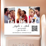 Save The Date Magnet Photo Collage | Save The Date Card With Photos | Photo Magnet+Free Envelope | Wedding Invitation Magnet with QR Code - Venuston