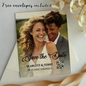 Save The Date Magnet Photo with QR code | Cards With Photos | Photo Save The Date+Free Envelope | Wedding Invitation Custom Wedding Gift - Venuston