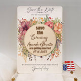Save the Date, Rustic Watercolor Floral Save the Date Magnets - Custom Wooden Wedding Invitation Wedding invitation/Printable invitation