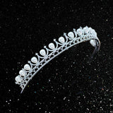 Silver Pearl Wedding Crown for Bride, Rhinestone Costume Accessories for Birthday Party Prom - Venuston