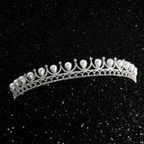 Silver Pearl Wedding Crown for Bride, Rhinestone Costume Accessories for Birthday Party Prom - Venuston