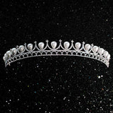 Silver Pearl Wedding Crown for Bride, Rhinestone Costume Accessories for Birthday Party Prom