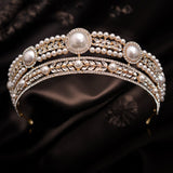 Tiaras and Crowns for Women, Pearl Gold Wedding Tiara for Bride, Anastasia Queen Crown, Rhinestone Hair Accessories for Birthday/Party