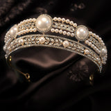 Tiaras and Crowns for Women, Pearl Gold Wedding Tiara for Bride, Anastasia Queen Crown, Rhinestone Hair Accessories for Birthday/Party - Venuston
