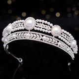 Tiaras and Crowns for Women, Pearl Silver Wedding Tiara for Bride, Anastasia Queen Crown, Rhinestone Hair Accessories for Birthday/Party - Venuston