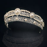 Tiaras and Crowns for Women, Pearl Silver Wedding Tiara for Bride, Anastasia Queen Crown, Rhinestone Hair Accessories for Birthday/Party - Venuston