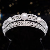 Tiaras and Crowns for Women, Pearl Silver Wedding Tiara for Bride, Anastasia Queen Crown, Rhinestone Hair Accessories for Birthday/Party - Venuston