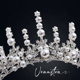 Unique Handmade Pearl Crown - Ideal for Weddings, Birthdays, and Cosplay - Venuston