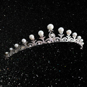 Vintage Pearl Tiara, Bronze Queen Crown for Women, Royal Wedding Tiaras and Crowns for Bride - Venuston
