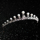 Vintage Pearl Tiara, Bronze Queen Crown for Women, Royal Wedding Tiaras and Crowns for Bride - Venuston